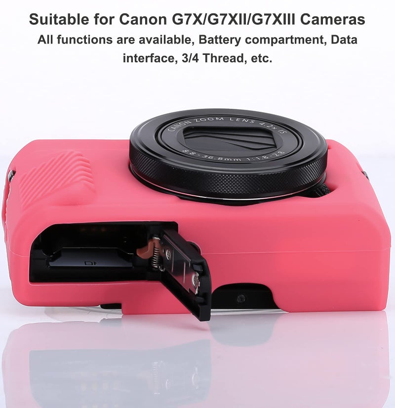 Yisau G7X Mark II   G7X Mark III   G7X Camera Silicone Case Ultra Thin Lightweight Rubber Soft Silicone Case Bag Cover for Canon PowerShot G7X G7X Mark G7X Mark Microfiber Cloth Hot Pink - Image 4
